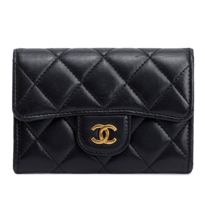 Chanel Black Quilted Lambskin Leather Classic Flap Card Holder