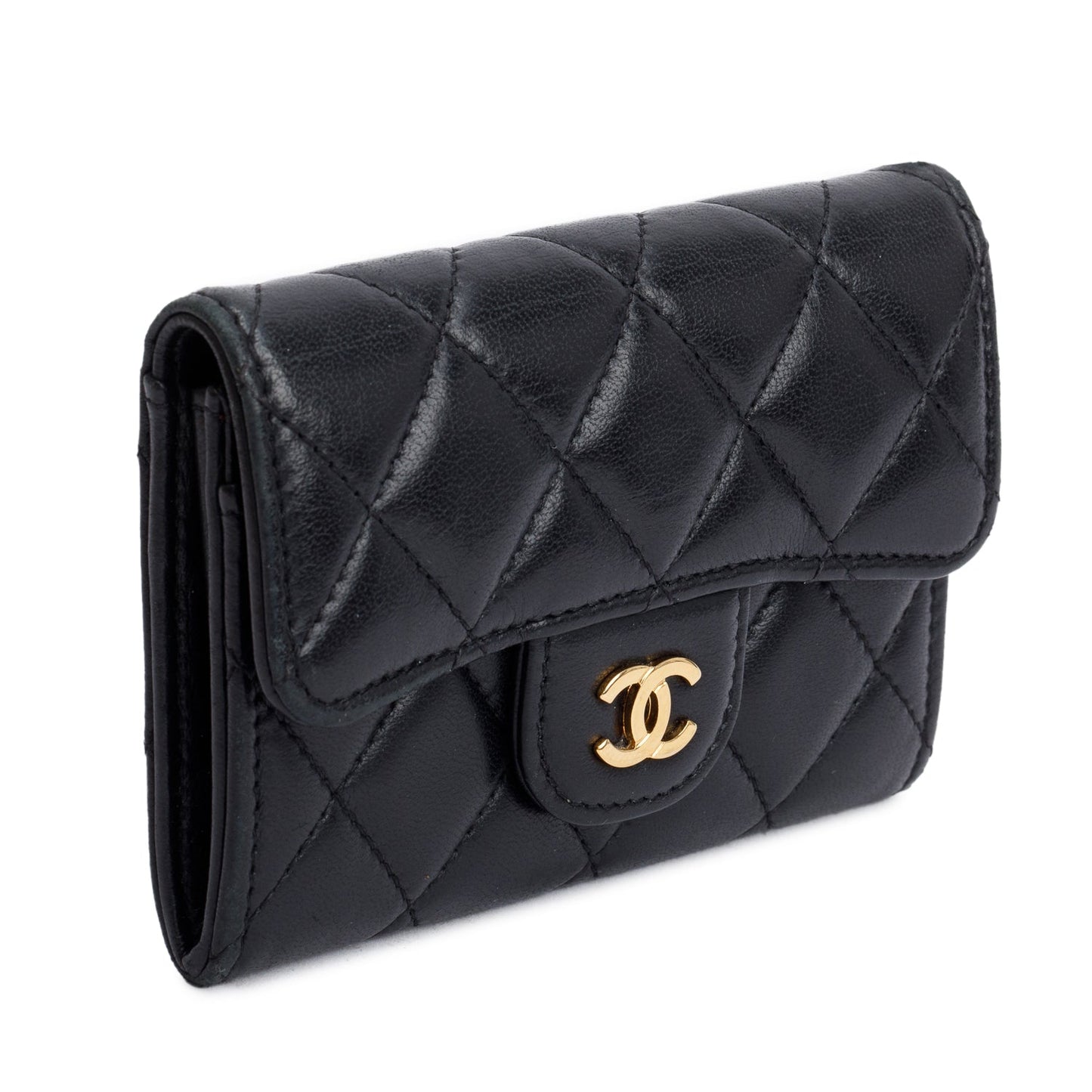 Chanel Black Quilted Lambskin Leather Classic Flap Card Holder