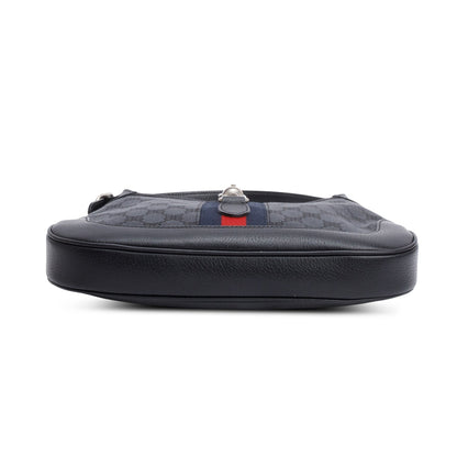 Gucci X Balenciaga BB Supreme Monogram Canvas & Black Calfskin Leather Web Small Jackie 1961 Hobo