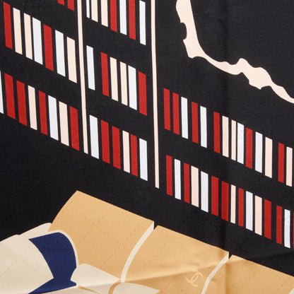 Chanel Black Printed Silk Scarf