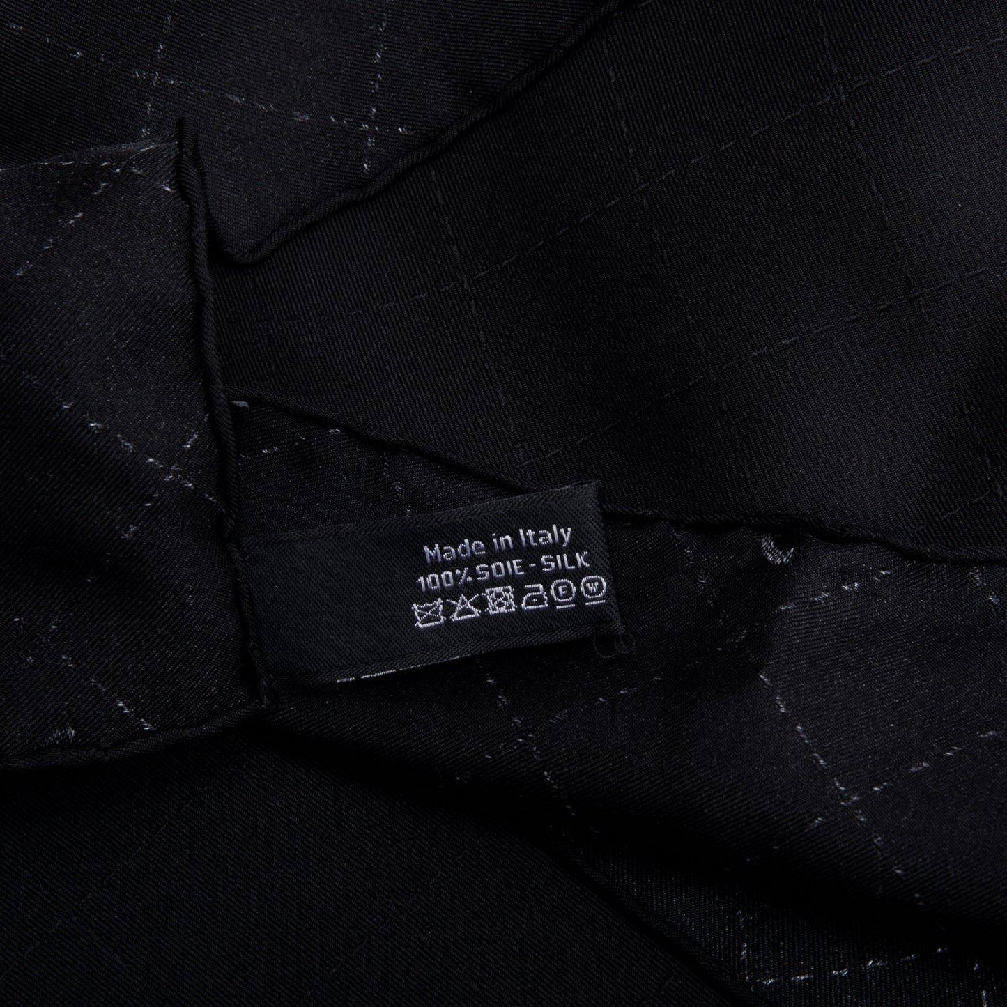 Chanel Black Printed Silk Scarf