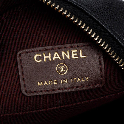 Chanel Black Caviar Leather Round Clutch with Chain