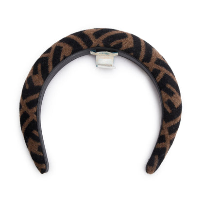 Fendi Brown Zucca FF Logo Wool Cashmere Headband