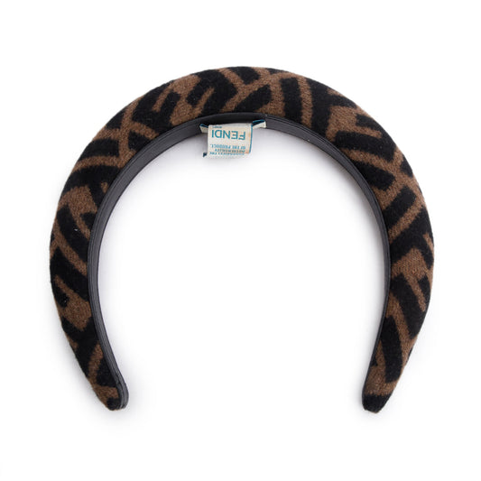 Fendi Brown Zucca FF Logo Wool Cashmere Headband