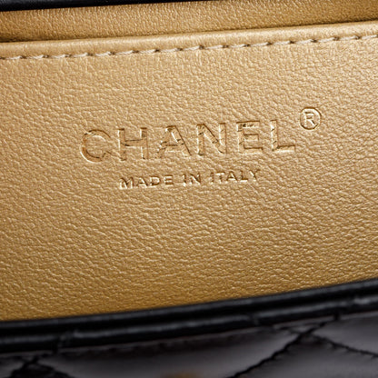 Chanel 2025 Black Quilted Lambskin Leather Mini Perfect Fit Flap Bag