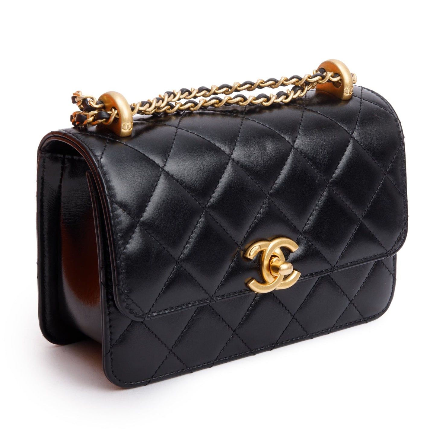 Chanel 2025 Black Quilted Lambskin Leather Mini Perfect Fit Flap Bag