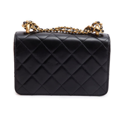 Chanel 2025 Black Quilted Lambskin Leather Mini Perfect Fit Flap Bag