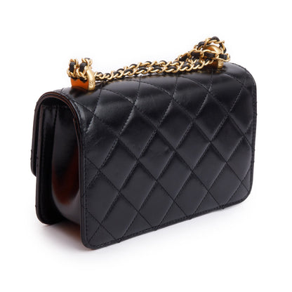 Chanel 2025 Black Quilted Lambskin Leather Mini Perfect Fit Flap Bag