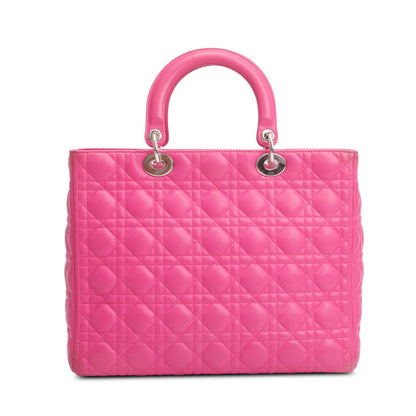 Christian Dior Pink Cannage Leather Large Lady Dior Bag