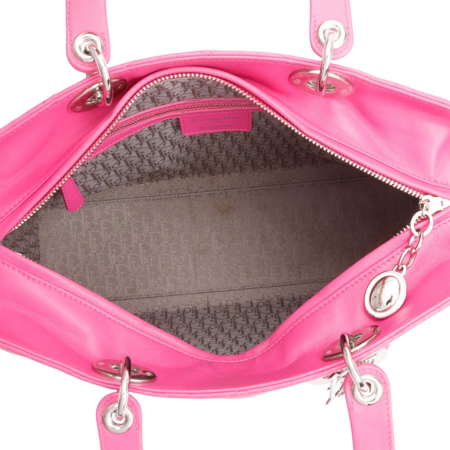 Christian Dior Pink Cannage Leather Large Lady Dior Bag