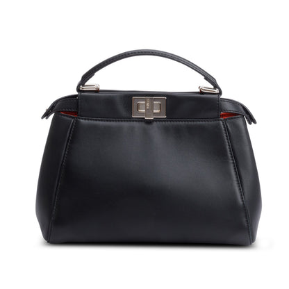 Fendi Black Calfskin Leather Mini Peekaboo Bag