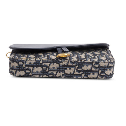 Christian 2024 Dior Oblique Jacquard Medium Saddle Pouch with Chain