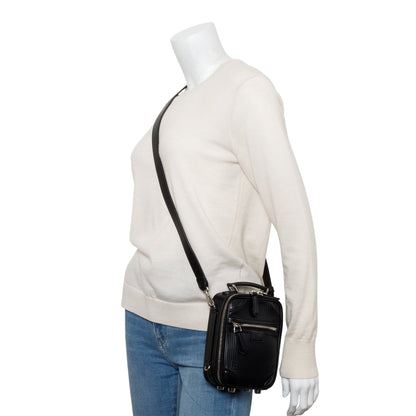 Fendi Black Vitello Astro Rubber Effect Mini Trolley Bag