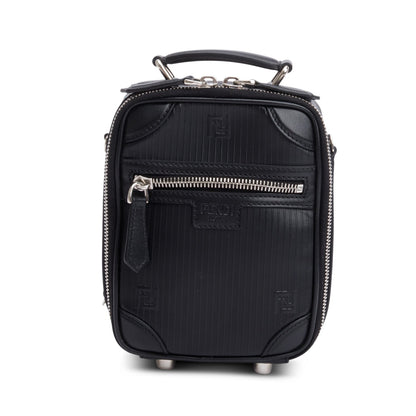 Fendi Black Vitello Astro Rubber Effect Mini Trolley Bag