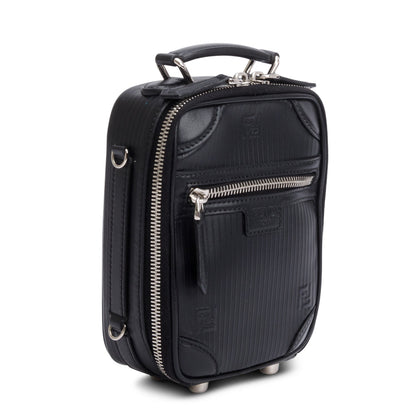 Fendi Black Vitello Astro Rubber Effect Mini Trolley Bag