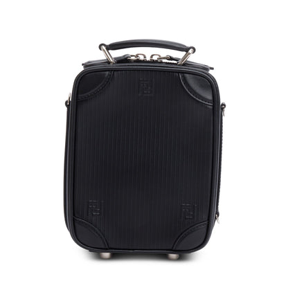 Fendi Black Vitello Astro Rubber Effect Mini Trolley Bag