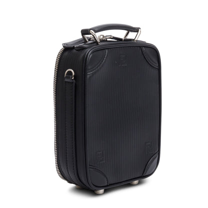 Fendi Black Vitello Astro Rubber Effect Mini Trolley Bag