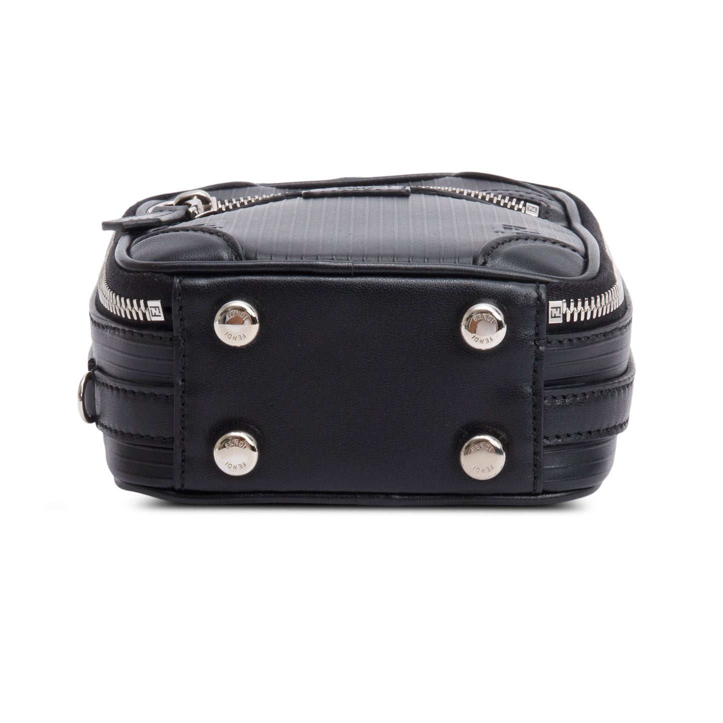 Fendi Black Vitello Astro Rubber Effect Mini Trolley Bag