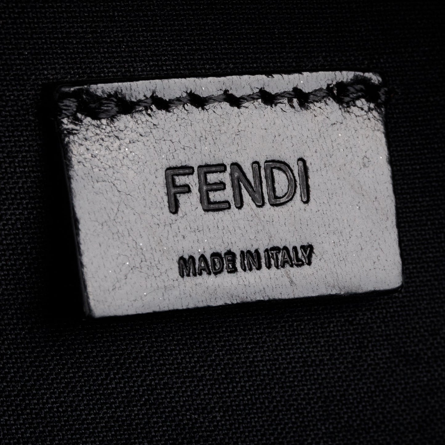 Fendi Black Vitello Astro Rubber Effect Mini Trolley Bag