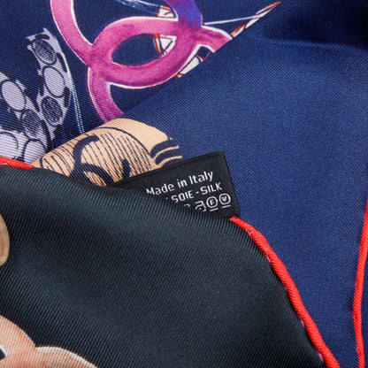 Chanel Navy/Multicolor Printed Square Silk Scarf
