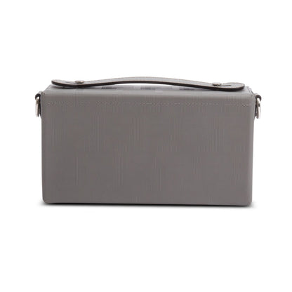 Fendi Grey Vitello King FF Lines Embossed Leather Soft Trunk Baguette