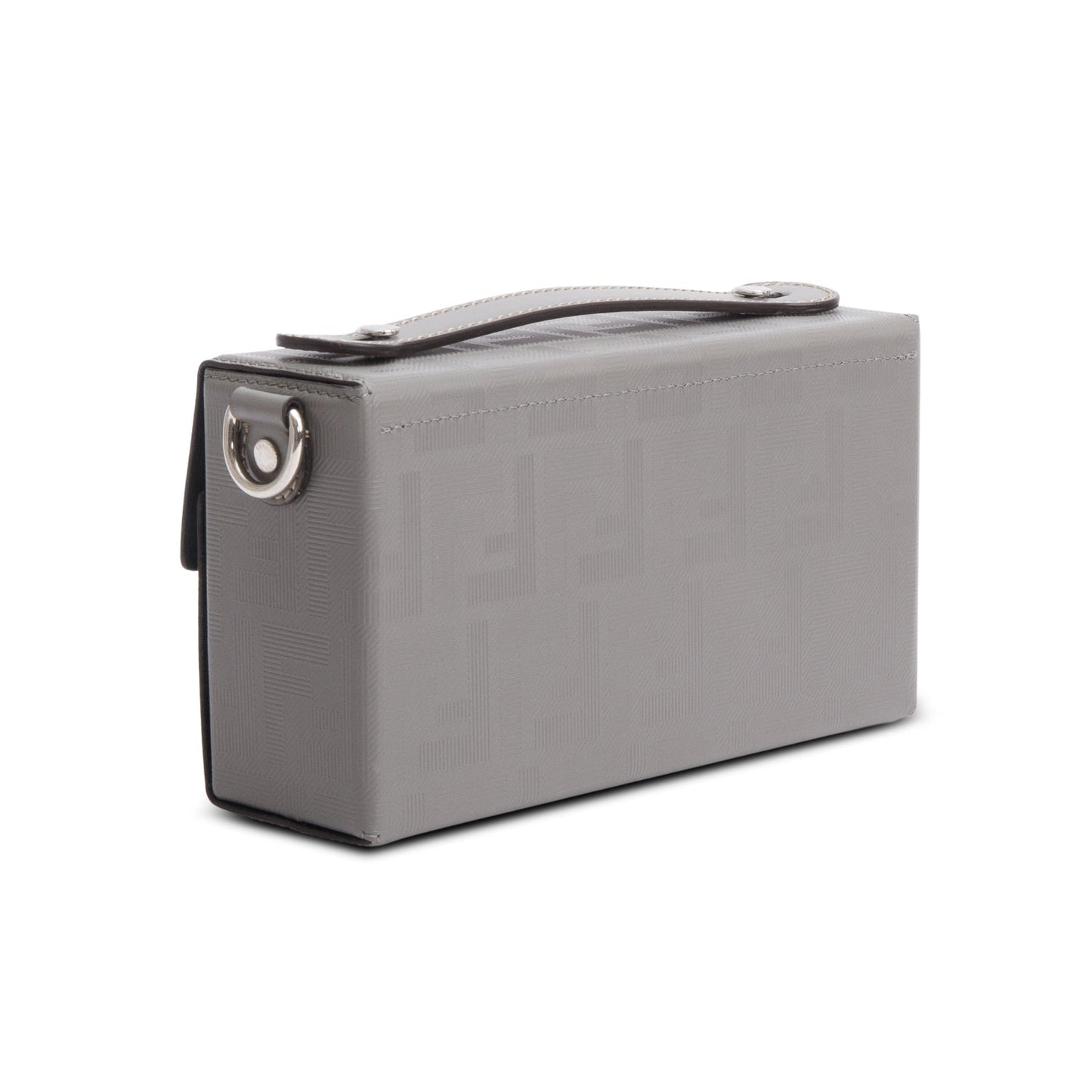 Fendi Grey Vitello King FF Lines Embossed Leather Soft Trunk Baguette
