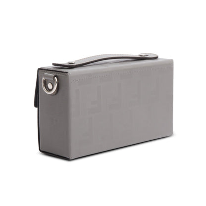 Fendi Grey Vitello King FF Lines Embossed Leather Soft Trunk Baguette