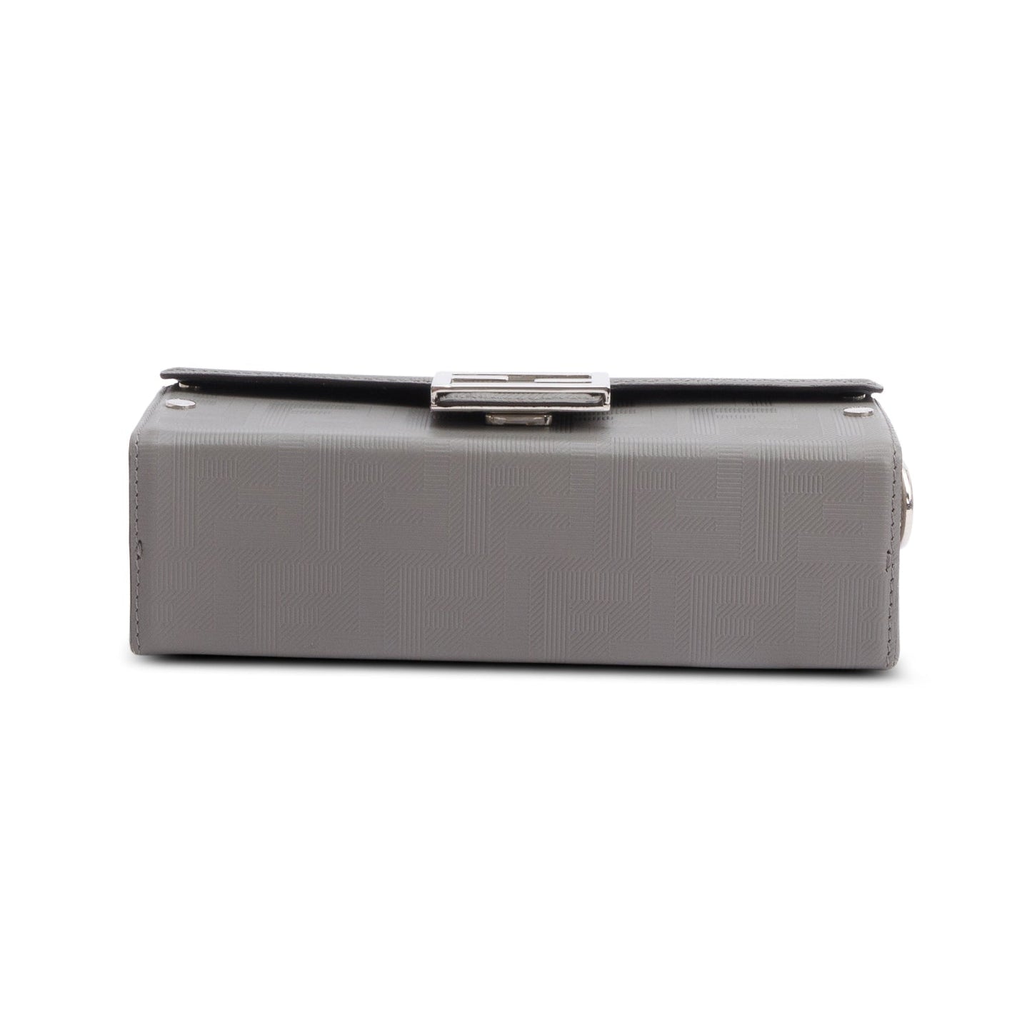 Fendi Grey Vitello King FF Lines Embossed Leather Soft Trunk Baguette