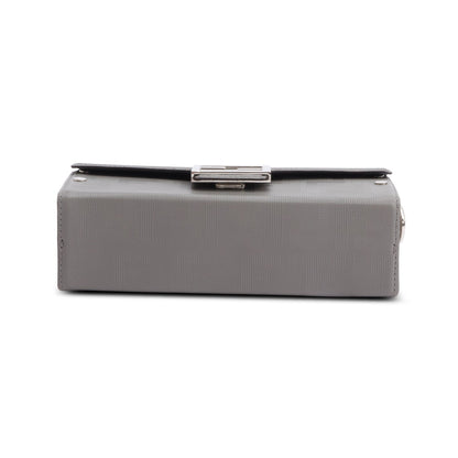 Fendi Grey Vitello King FF Lines Embossed Leather Soft Trunk Baguette