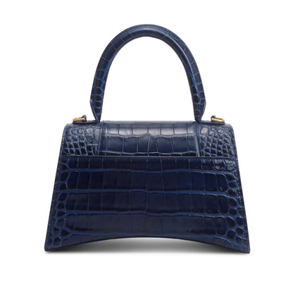 Balenciaga Blue Croc Embossed Leather Small Hourglass Top Handle Bag
