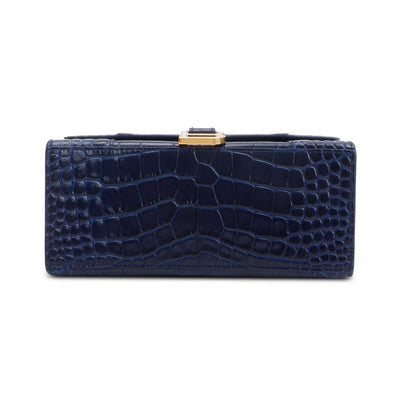 Balenciaga Blue Croc Embossed Leather Small Hourglass Top Handle Bag