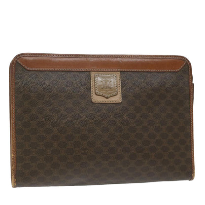 Luxury CELINE Macadam Canvas Clutch Bag PVC Leather Brown  61892