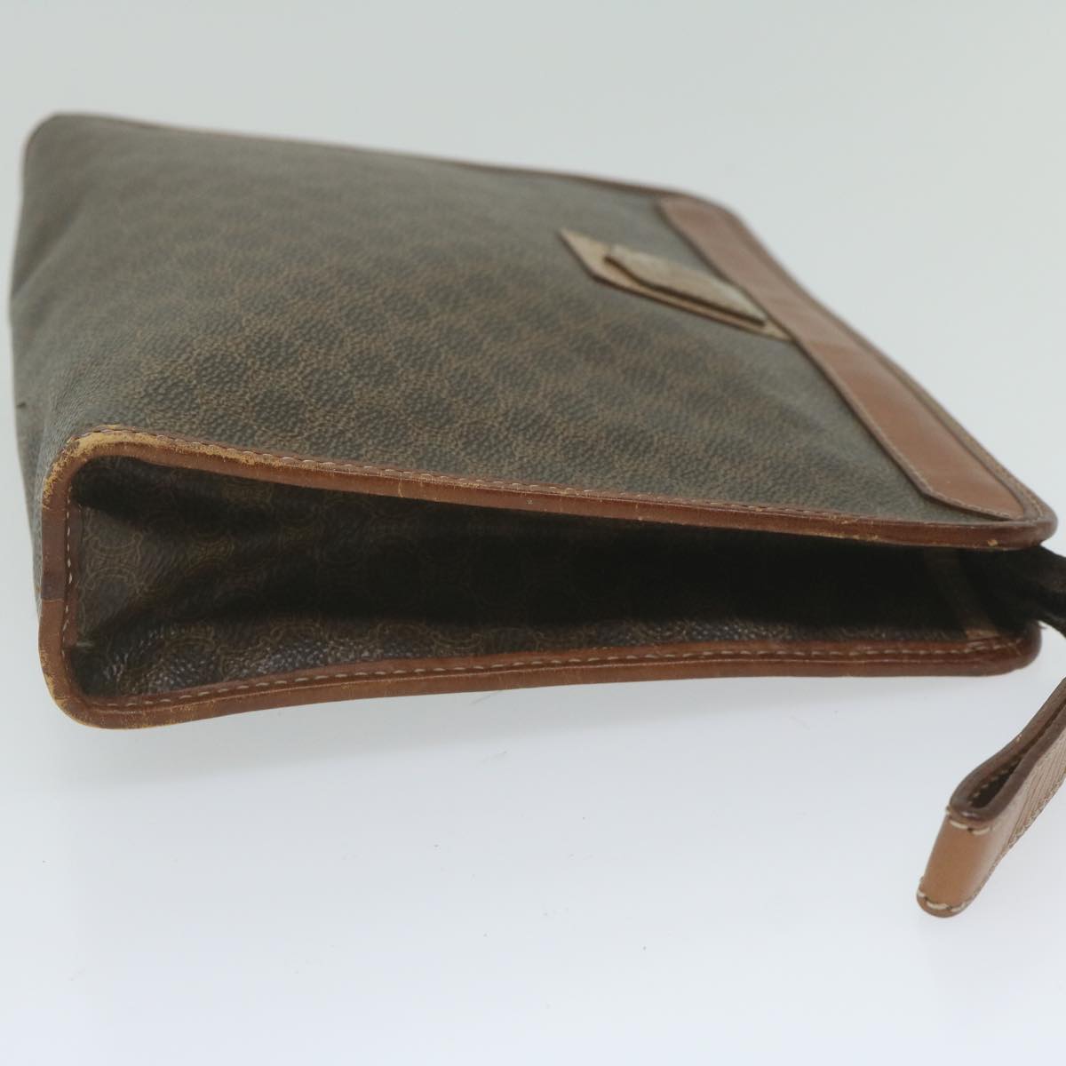 Luxury CELINE Macadam Canvas Clutch Bag PVC Leather Brown  61892