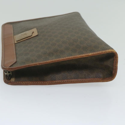 Luxury CELINE Macadam Canvas Clutch Bag PVC Leather Brown  61892