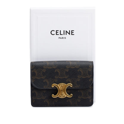 Celine 2023 Brown Triomphe Canvas Flap Card Holder