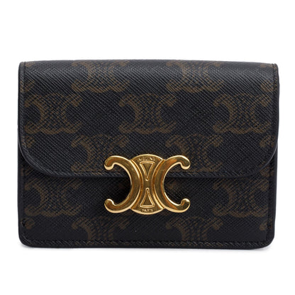 Celine 2023 Brown Triomphe Canvas Flap Card Holder