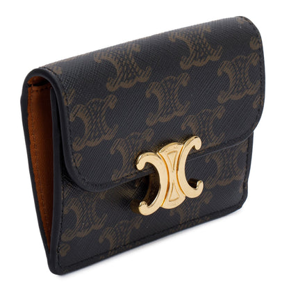 Celine 2023 Brown Triomphe Canvas Flap Card Holder