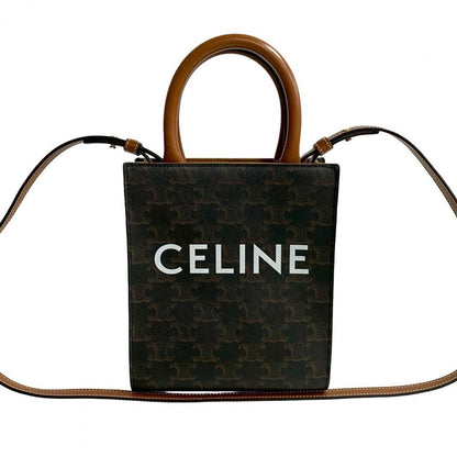 CELINE Shoulder Bag Leather, PVC Brown Vertical hippo mini Women