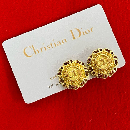 Dior Earring Gold Plated gold CD logo Women