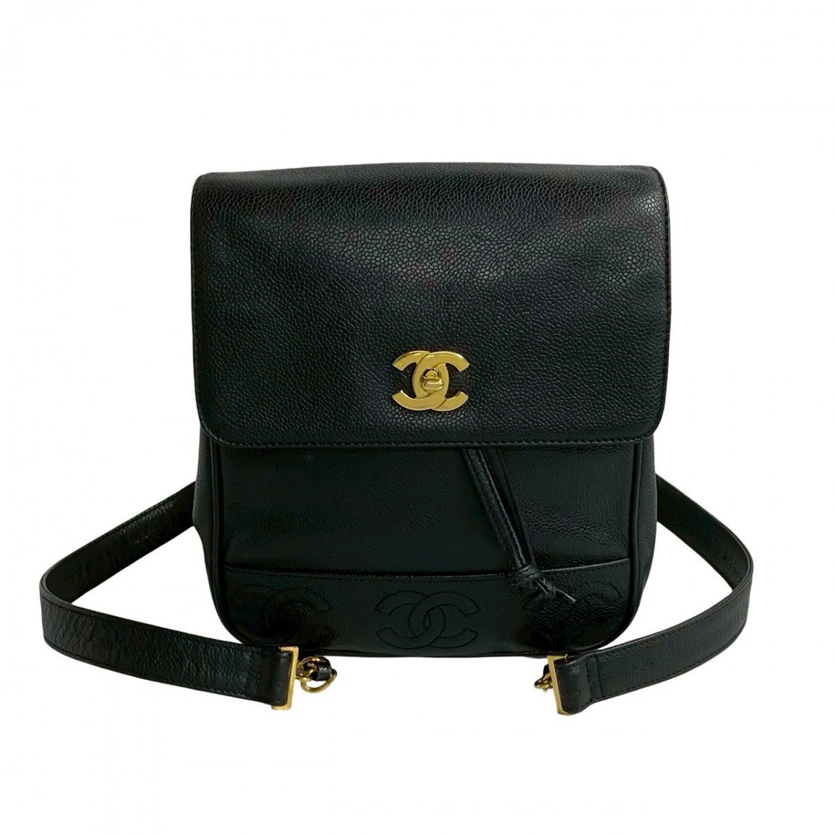CHANEL Backpack Matt caviar skin black Trip Luco co Women
