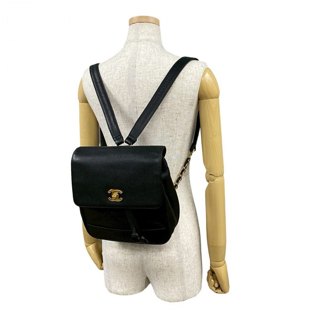 CHANEL Backpack Matt caviar skin black Trip Luco co Women