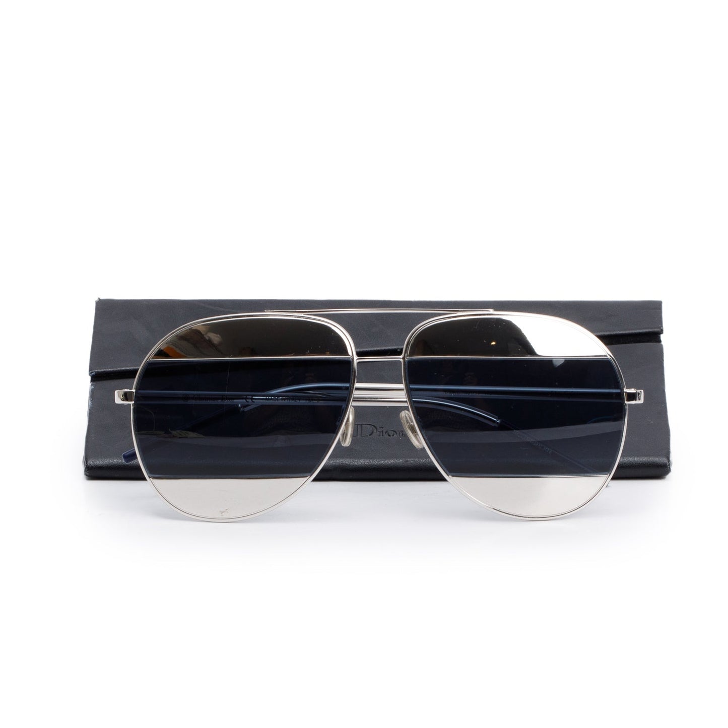 Christian Dior Silver-Tone Metal Frame DiorSplit 1 Aviator Sunglasses