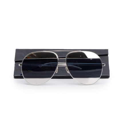 Christian Dior Silver-Tone Metal Frame DiorSplit 1 Aviator Sunglasses