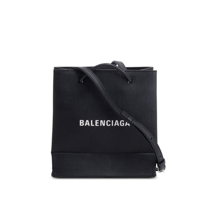 Balenciaga Black Calfskin Leather XXS Logo Leather Shopping Tote