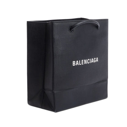 Balenciaga Black Calfskin Leather XXS Logo Leather Shopping Tote