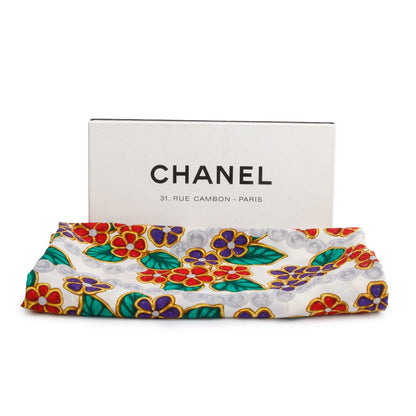 Chanel Neutral/Multicolor Printed Square Silk Stole Scarf