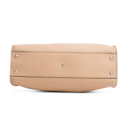 Fendi Beige Calfskin Leather Medium Peekaboo Blue Ribbon Bag