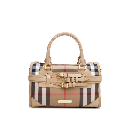 Burberry Beige Leather House Check Bridle Chester Bowler Bag