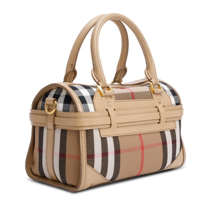 Burberry Beige Leather House Check Bridle Chester Bowler Bag