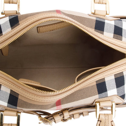 Burberry Beige Leather House Check Bridle Chester Bowler Bag